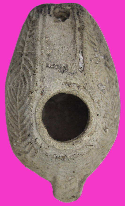 Time of the Christians Oil Lamp Ancient Holy Land Artifact 313-636 AD COA 31