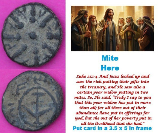 Hi Quality Widows Mite Coin Holy Land Artifact Free Display Card Jesus Time D753
