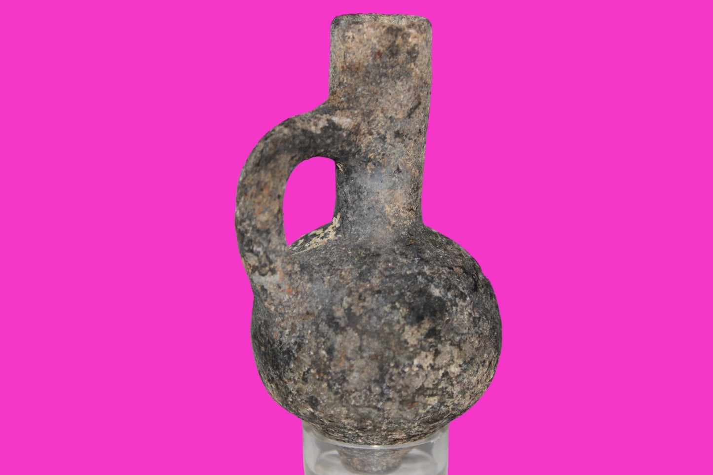 Ancient Holy Land Artifact Time of King David Small Black Jugglet 1000 BC COA 05