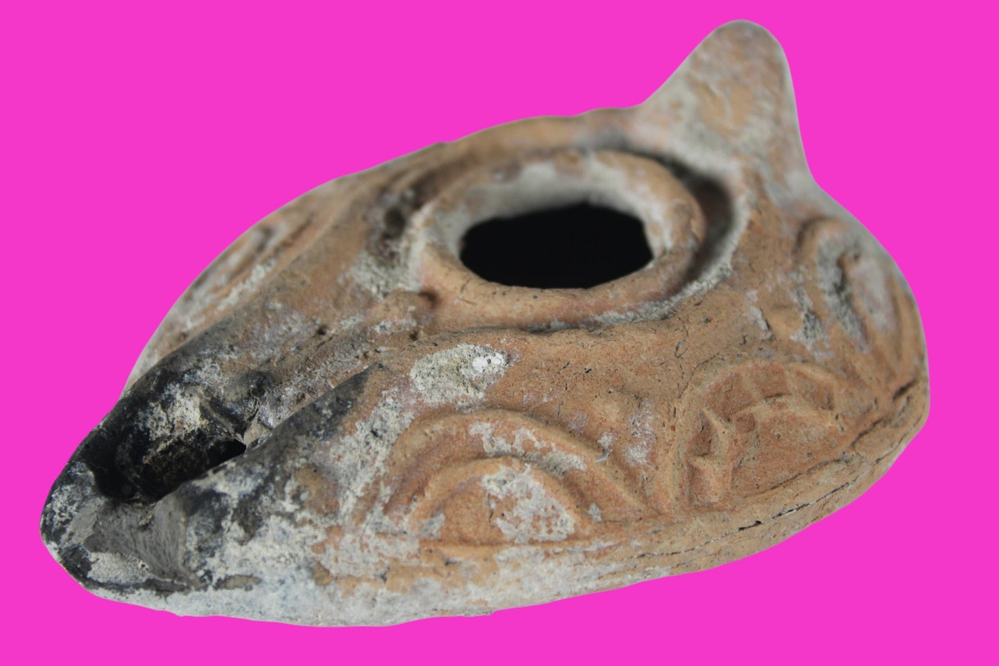 Large Holy Land Oil Lamp Ancient Artifact Time of Christians 313-636 AD COA 199