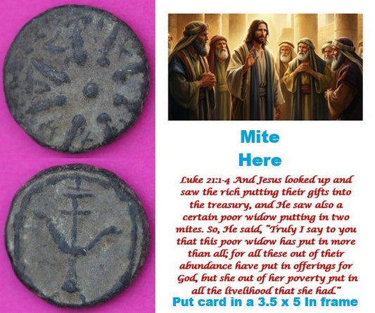 Hi Quality Widows Mite Coin Holy Land Artifact Free Display Card Jesus Time D741