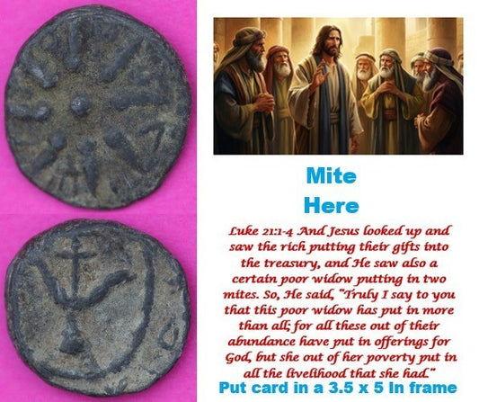 Hi Quality Widows Mite Coin Holy Land Artifact Free Display Card Jesus Time D742