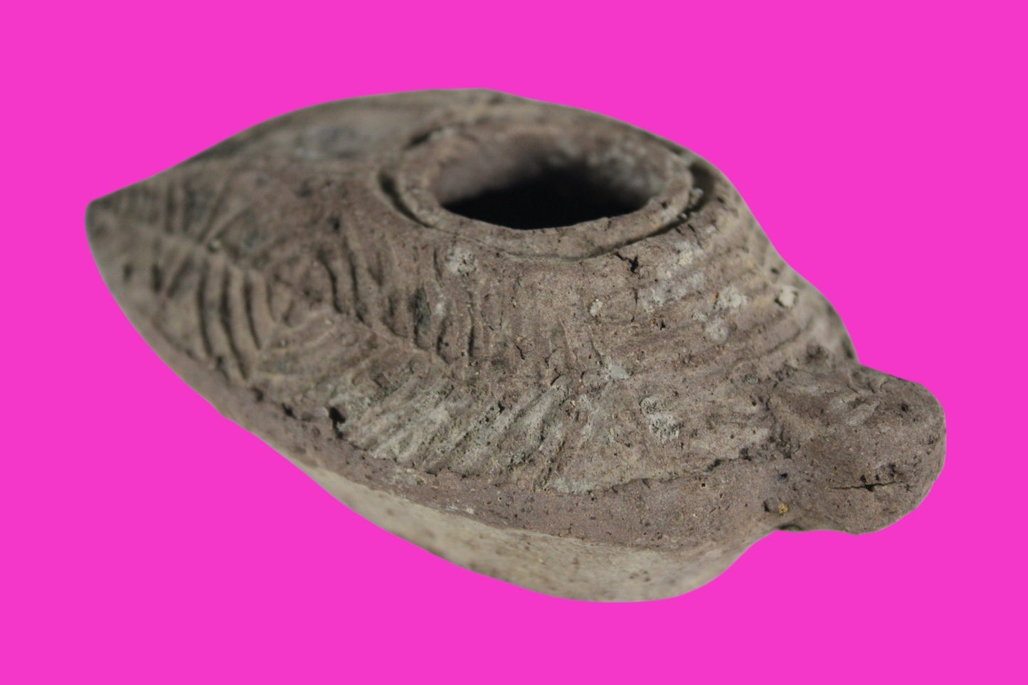 Ancient Holy Land Oil Lamp Artifact 2 Hidden Christian Crosses 300-600AD COA 111