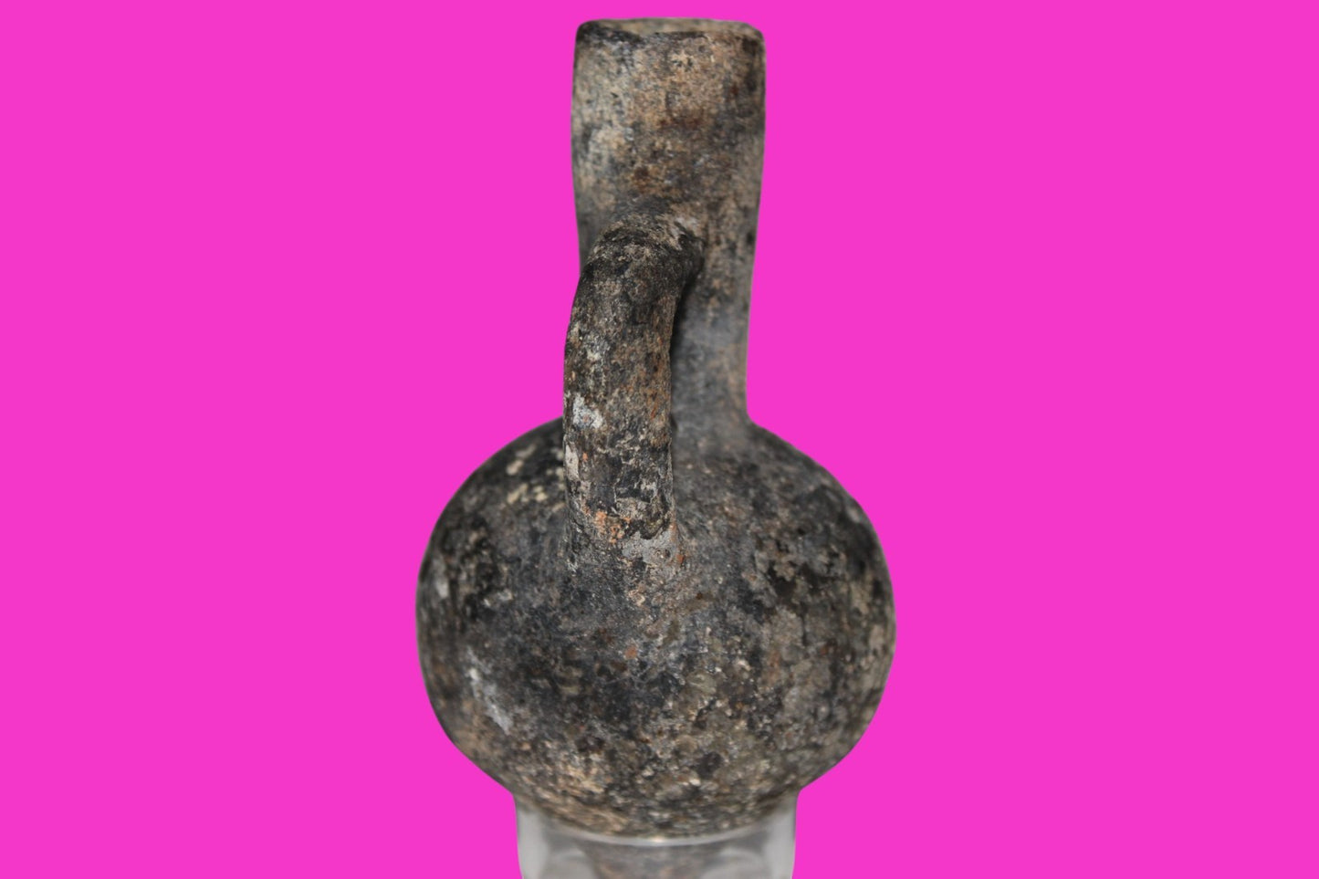 Ancient Holy Land Artifact Time of King David Small Black Jugglet 1000 BC COA 05