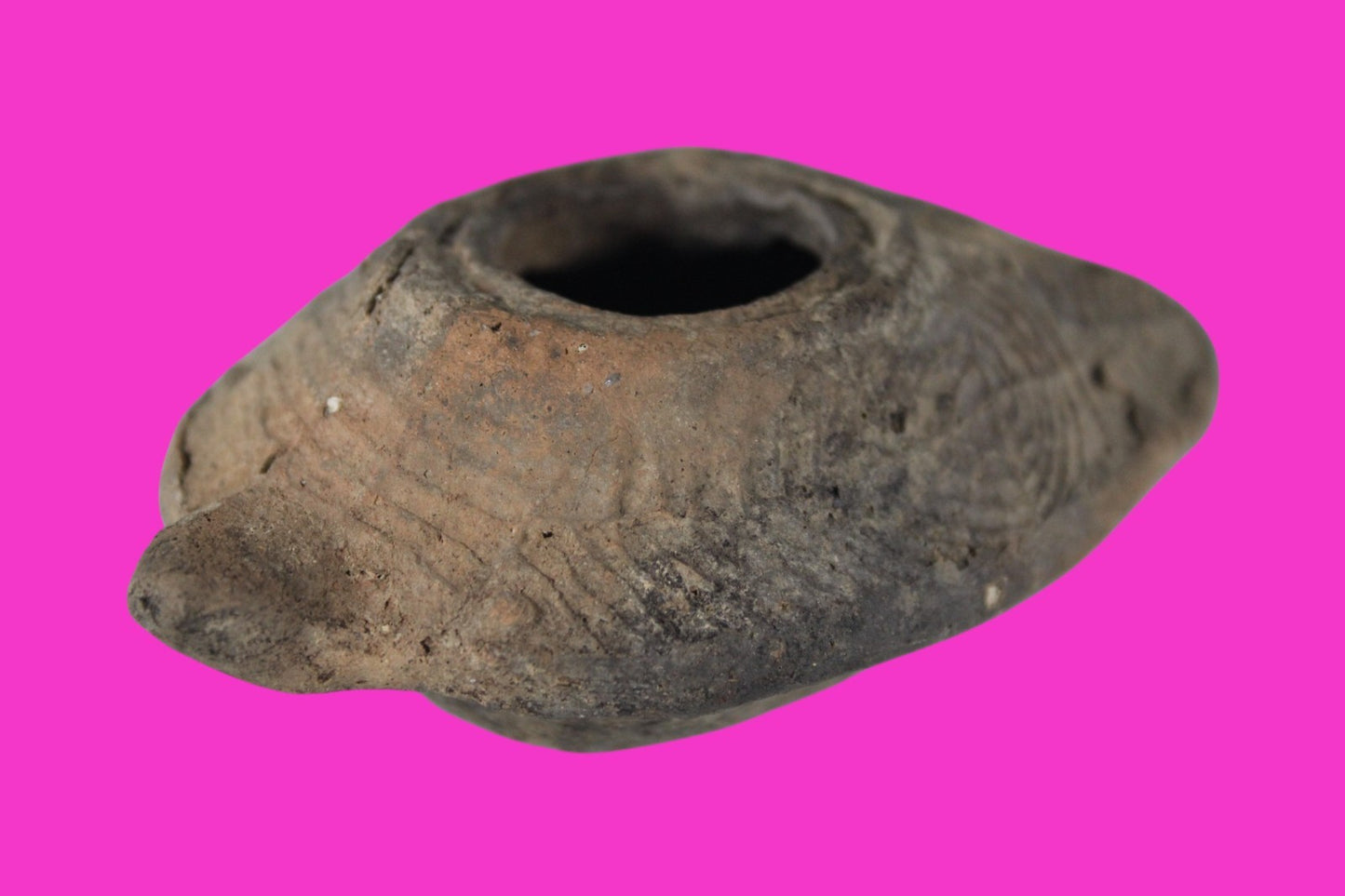 Ancient Holy Land Oil Lamp Artifact 2 Hidden Christian Crosses 300-600AD COA 100