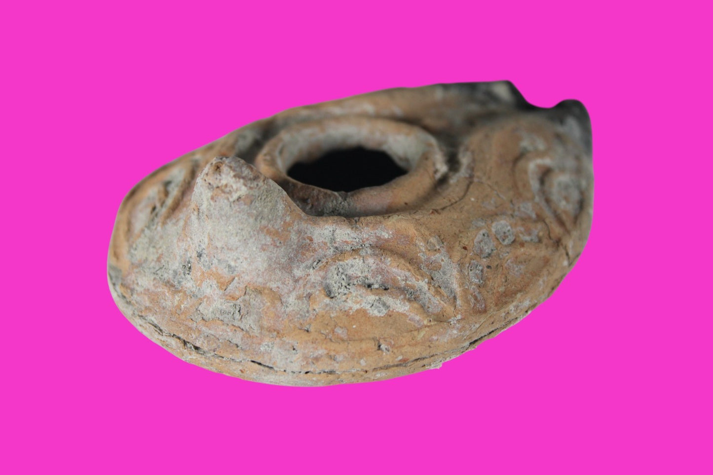 Large Holy Land Oil Lamp Ancient Artifact Time of Christians 313-636 AD COA 199