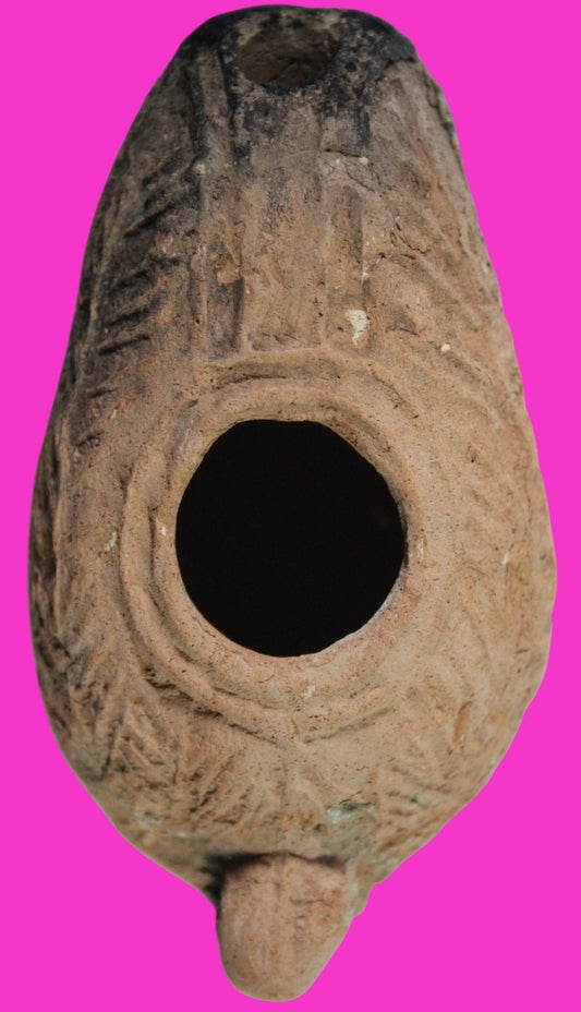Oil Lamp Holy Land Ancient Artifact Jesus Christ Home Israel 300-600 AD COA 74
