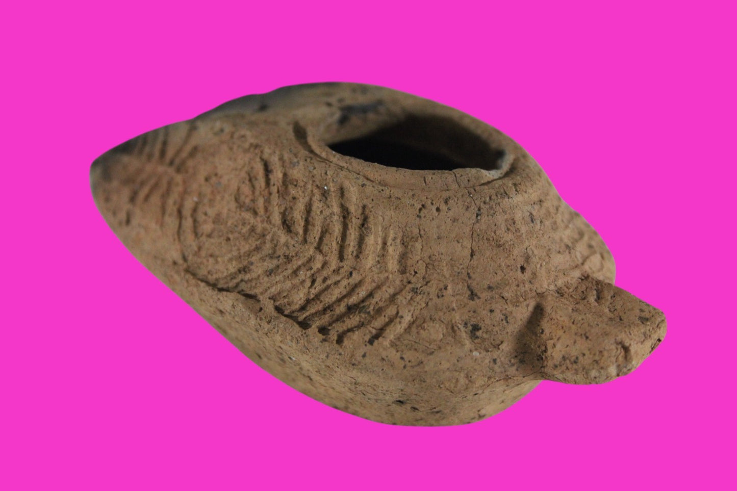 Ancient Holy Land Oil Lamp Artifact 2 Hidden Christian Crosses 300-600 AD COA 79