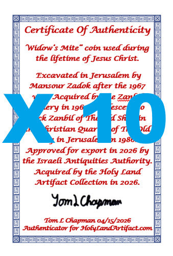 High Quality 10 Widows Mite Coins Holy Land Artifacts Small Leptons COAs Q940